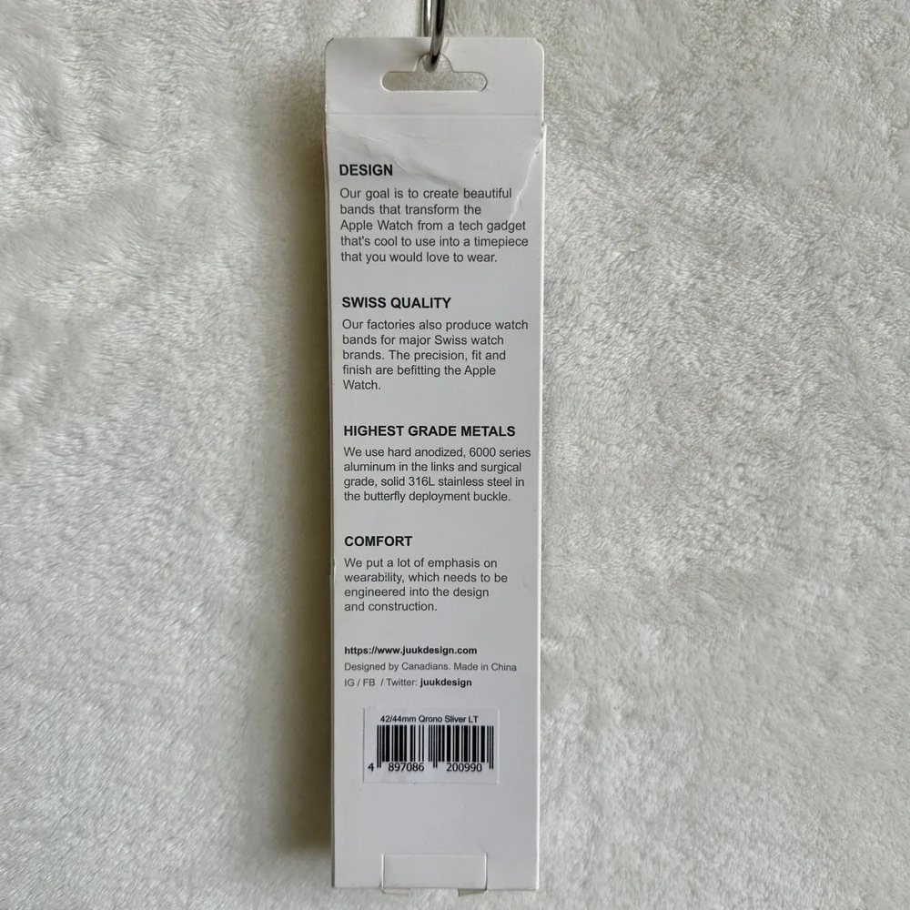 JUUK Qrono Silver Aluminum Link Apple‎ Watch Band 42mm 44mm Open Box